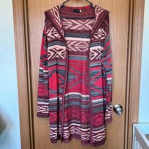 Aztec cardigan with hood